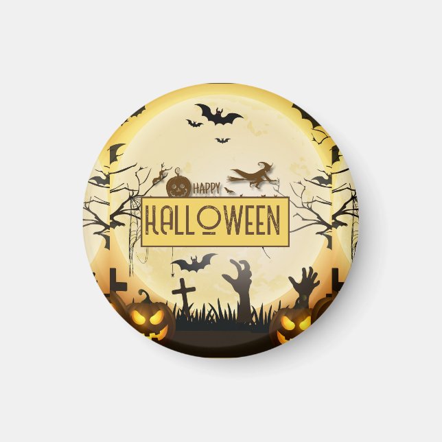 Spooky Halloween Night Haunted Autumn Design Magnet (Front)