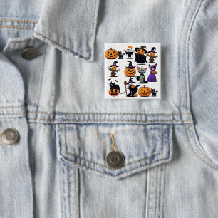 Spooky Halloween Night of Terror Halloween Collage 15 Cm Square Badge