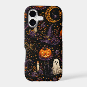 Spooky Halloween Night Pumpkin & Ghost Pattern Art
