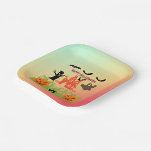 Spooky Halloween Night Scene Design Paper Plate