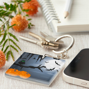 Spooky Halloween Night Scene  Key Ring