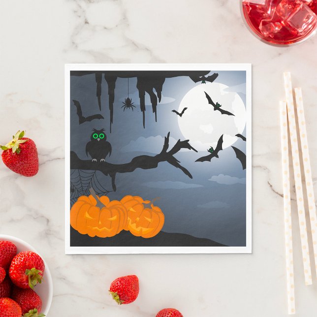 Spooky Halloween Night Scene  Napkin (Creator Uploaded)