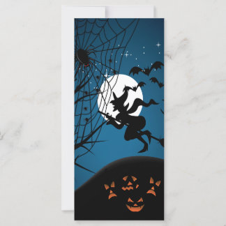 spooky halloween night witch and spiders vector