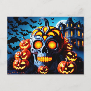 Spooky Halloween Night with Jack O Lantern Holiday Postcard