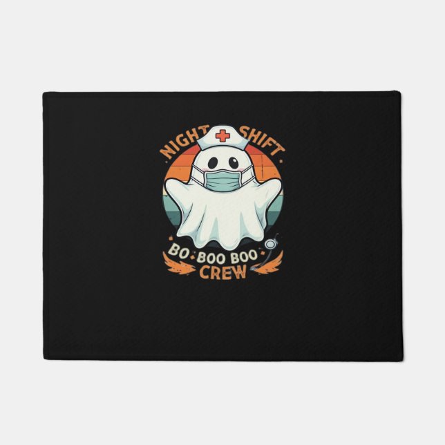 Spooky Halloween Nurse Funny Ghost Costume Boo Boo Doormat (Front)