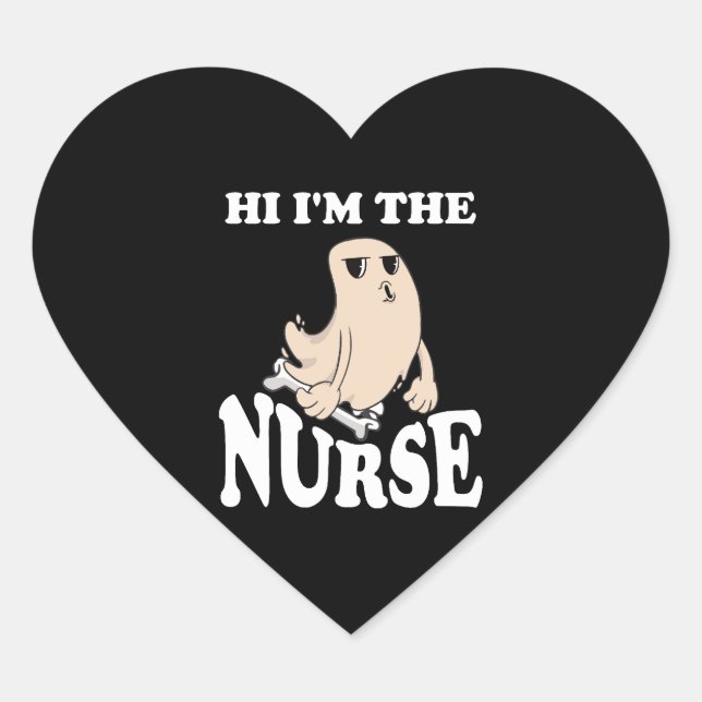 Spooky Halloween Nurse Heart Sticker (Front)