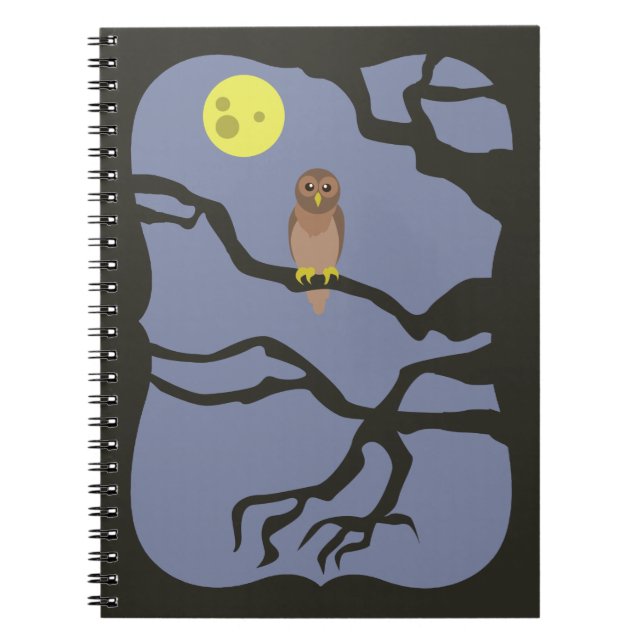 Spooky Halloween Owl Spiral Notebook (Front)