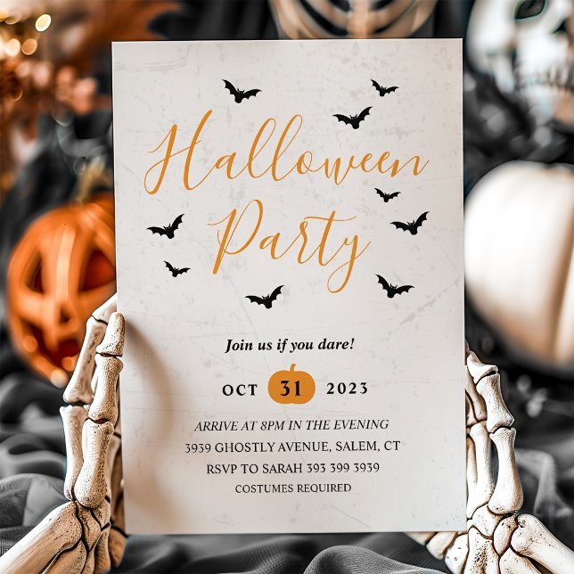 Spooky Halloween Party Bats Invitation (Spooky Halloween Party Invitation Bats)