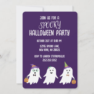 Spooky Halloween Party Ghosts Trick Or Treat Invitation