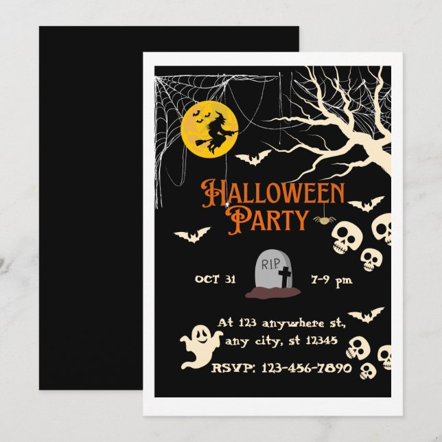 Spooky Halloween Party Invitation (Front/Back)