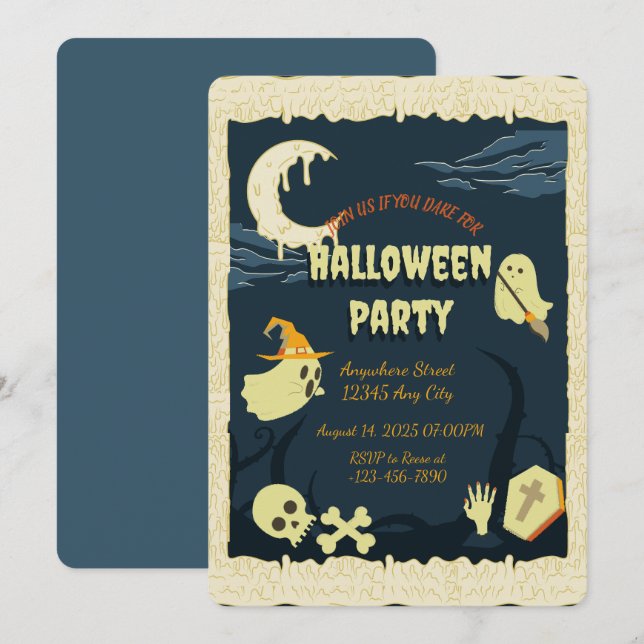 Spooky Halloween Party Invitation (Front/Back)