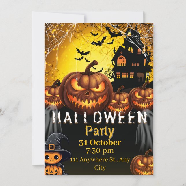 Spooky Halloween Party Invitation Card  (Front)