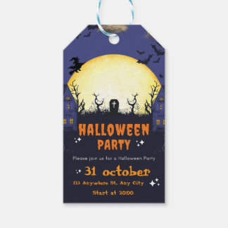 Spooky Halloween Party Invitation Card Gift Tags