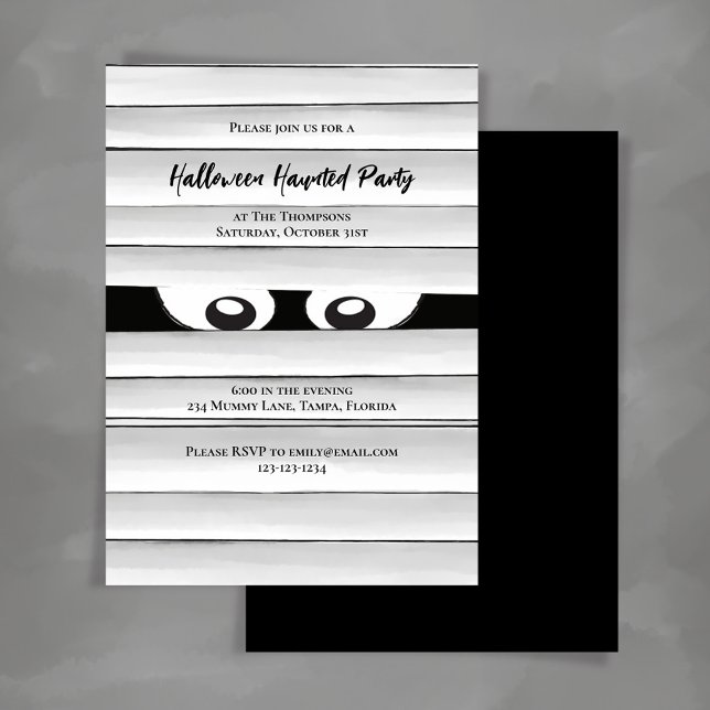 Spooky Halloween Party Mummy  Invitation (Spooky Halloween Mummy Party Invitation Template.)