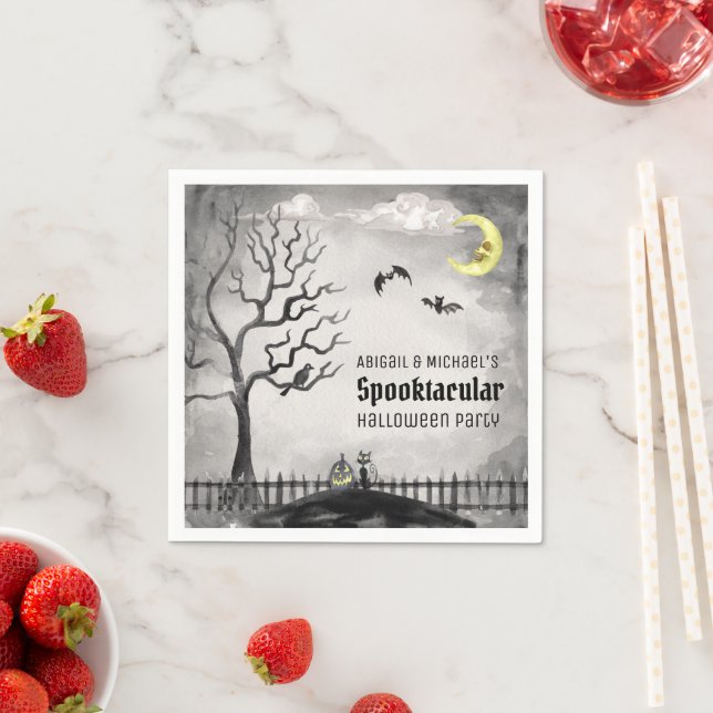 Spooky Halloween Party Watercolor Spooktacular Napkin (Insitu)