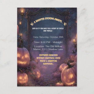 Spooky Halloween Path with Jack-o'-Lanterns Invitation Postcard