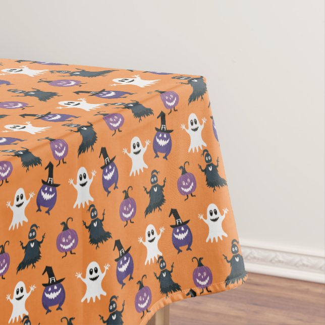 Spooky Halloween Pattern On A Tablecloth (In Situ)