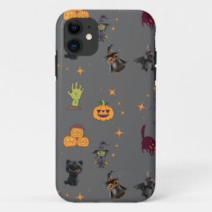 Spooky Halloween Pattern with Black Cats, Pumpkins Case-Mate iPhone Case