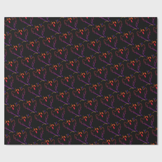 Spooky Halloween Pattern Wrapping Paper (Flat)