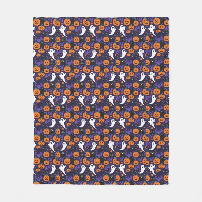 Spooky Halloween Patterns: Unique and Scary Design Fleece Blanket (Front)