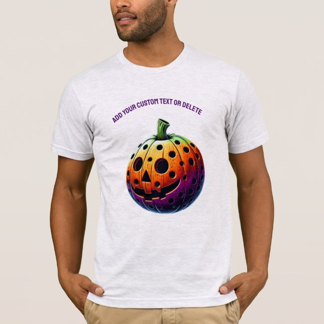 Spooky Halloween Pickleball Pumpkin Sports Gift T-Shirt (Front)