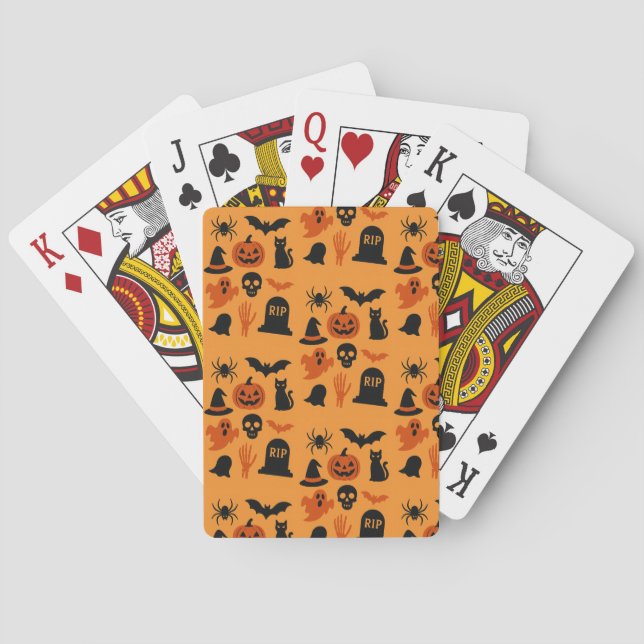 Spooky Halloween Poker Cards – Black & Orange (Back)