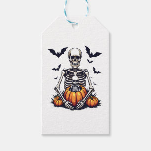Spooky Halloween Pregnant Skeleton Pregnancy Gift Tags