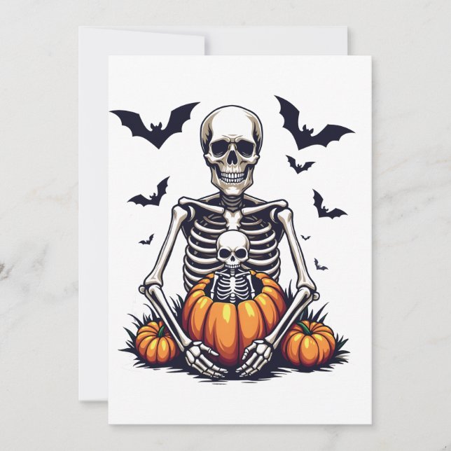 Spooky Halloween Pregnant Skeleton Pregnancy  Invitation (Front)