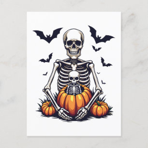 Spooky Halloween Pregnant Skeleton Pregnancy  Postcard