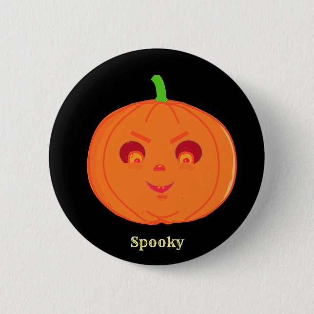 Spooky Halloween Pumpkin 6 Cm Round Badge (Front)