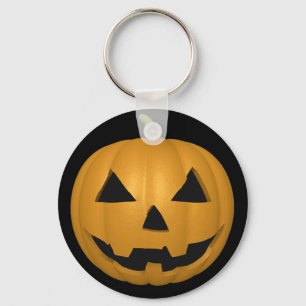 Spooky Halloween Pumpkin Button Keychain