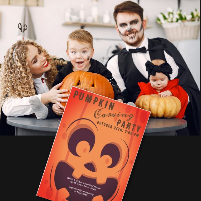 Spooky Halloween Pumpkin Carving Contest Party Invitation (Spooky Halloween Pumpkin Carving Contest Party Invitation)