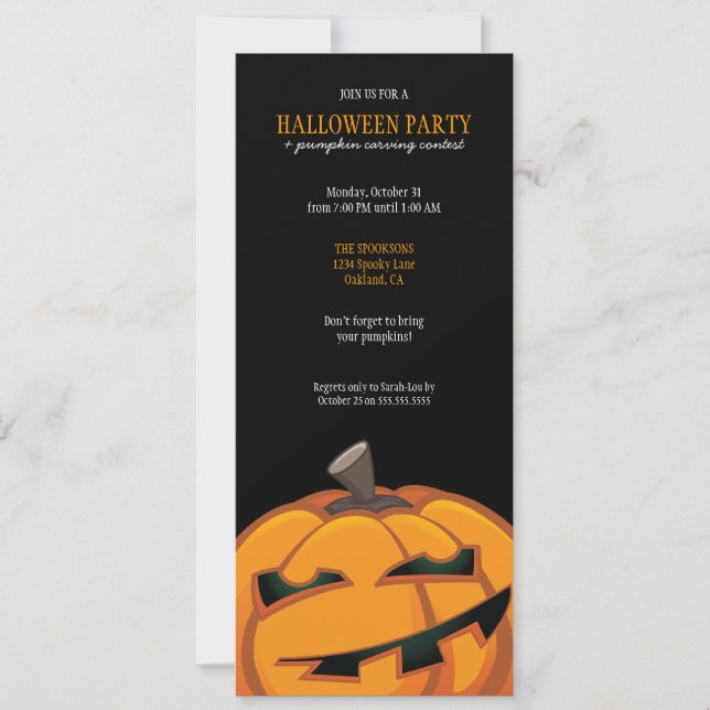 Spooky Halloween Pumpkin Carving Party Invitation (Front)