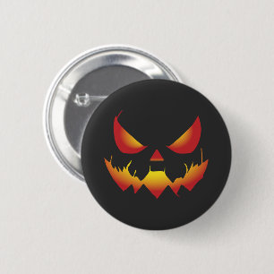 Spooky Halloween pumpkin demon face on fire 6 Cm Round Badge