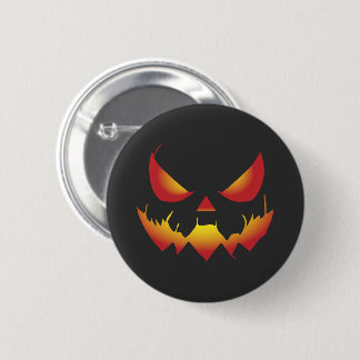 Spooky Halloween pumpkin demon face on fire  6 Cm Round Badge