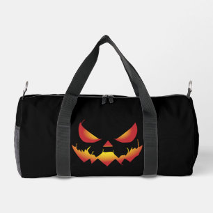 Spooky Halloween pumpkin demon face on fire  Duffle Bag