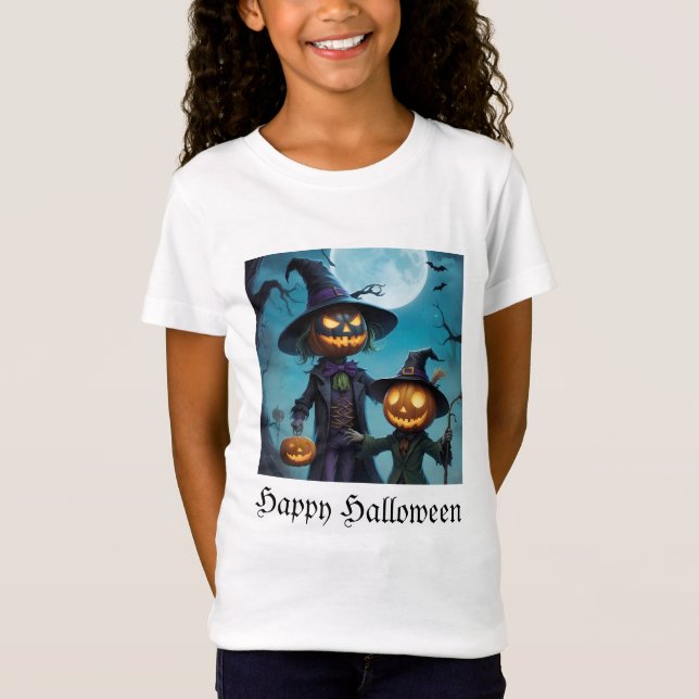 Spooky Halloween Pumpkin Duo T-Shirt (Front)