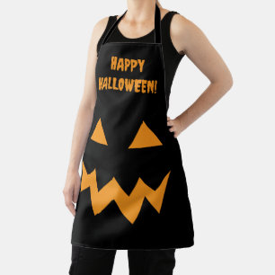 Spooky Halloween pumpkin face kitchen apron