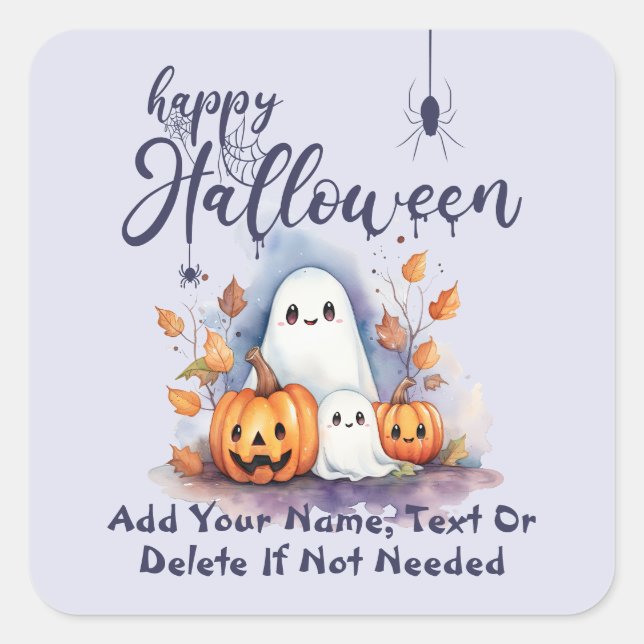 Spooky Halloween Pumpkin Ghost Sticker (Front)