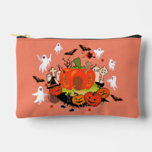 Spooky Halloween Pumpkin Graveyard Scene Accessory Pouch