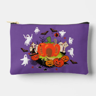 Spooky Halloween Pumpkin Graveyard Scene Accessory Pouch