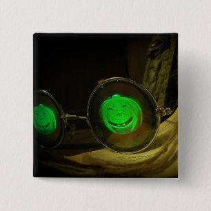 Spooky Halloween Pumpkin Hologram Specs Button