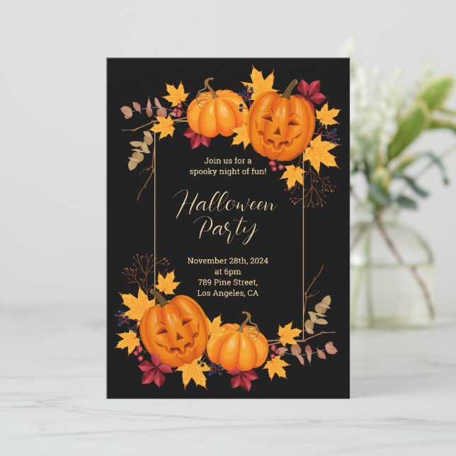 Spooky Halloween Pumpkin Party Invitation (Standing Front)