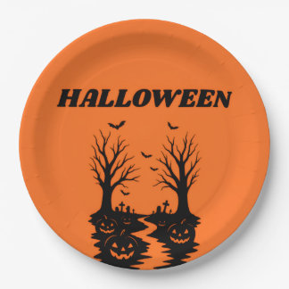 Spooky Halloween Pumpkin Patch Paper Plates