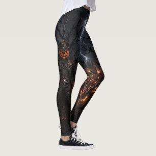 Spooky Halloween Pumpkin Sheriff Cowboy Lightning  Leggings