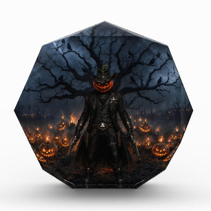 Spooky Halloween Pumpkin Sheriff Cowboy Lightning  Photo Block