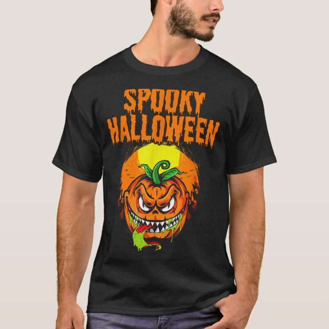 Spooky Halloween Pumpkin T-Shirt (Front)