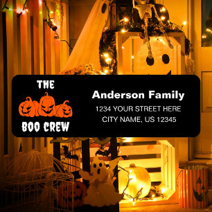 Spooky Halloween Pumpkins Boo Crew Return Address