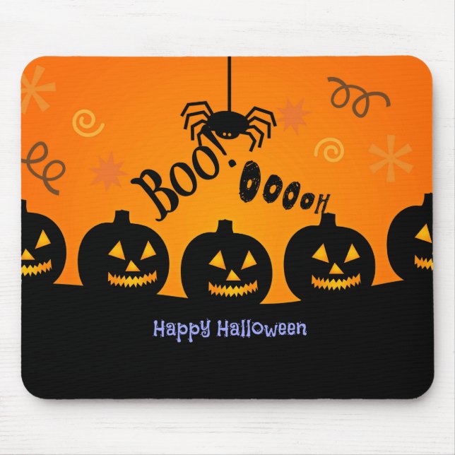 Spooky Halloween Pumpkins Jack-o-Lanterns Mouse Pad (Front)