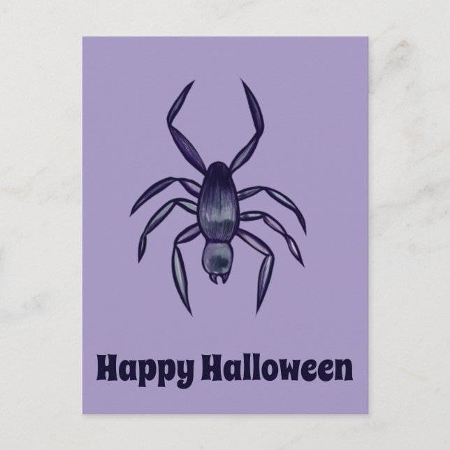 Spooky Halloween Purple Spider Art                 Postcard (Front)